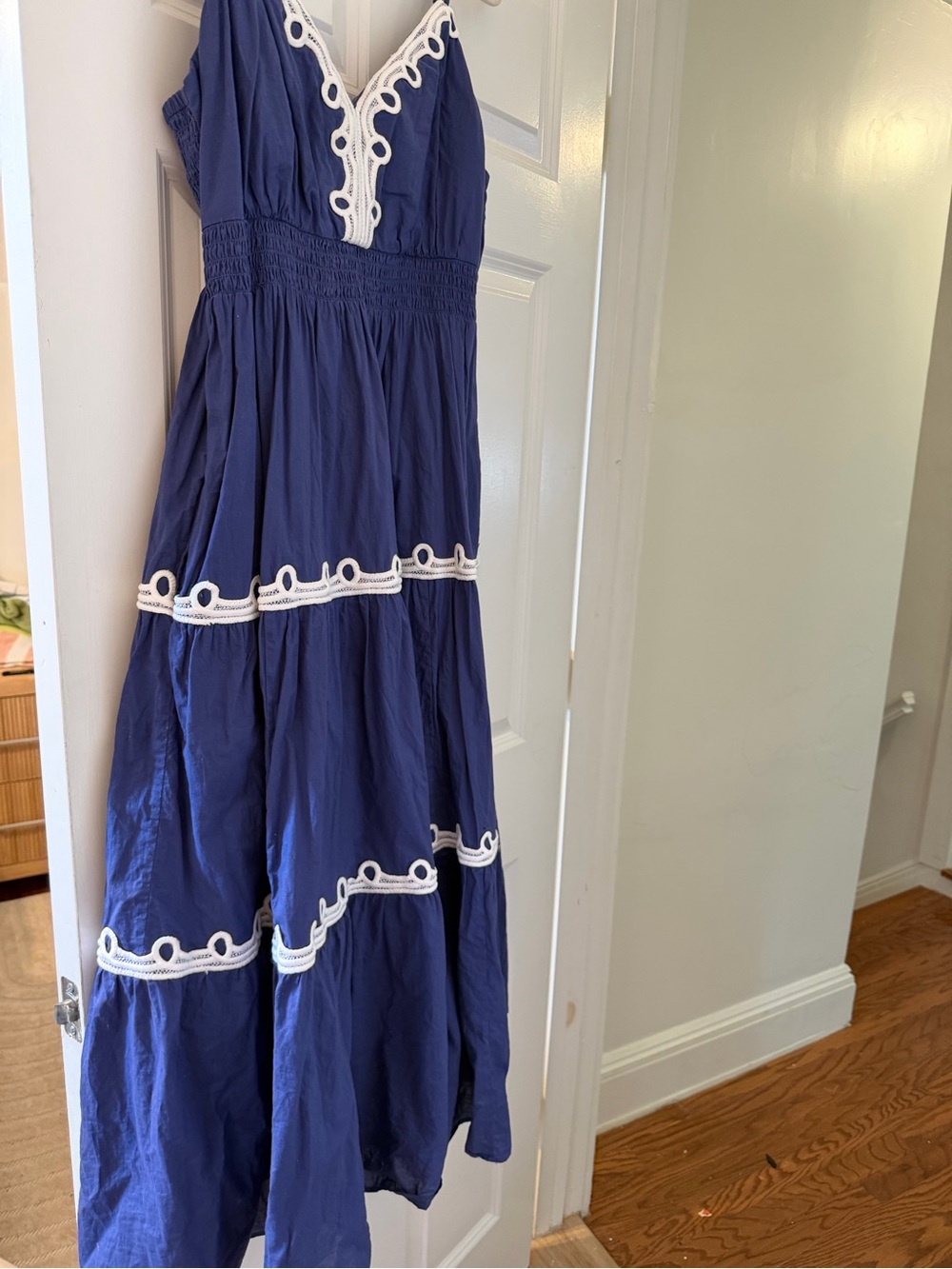 Lilly Pulitzer Navy Blue Maxi Dress with White Trim